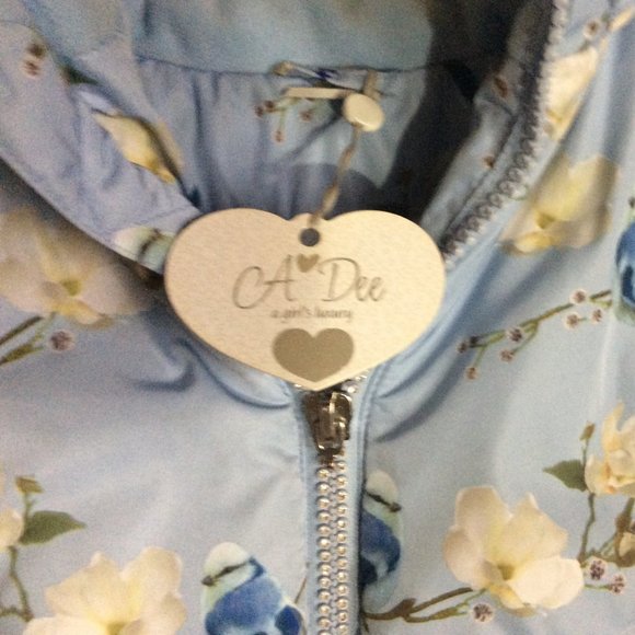 Designer Childs Coat by A dee, Blue and White. Size 12 - Picture 4 of 5